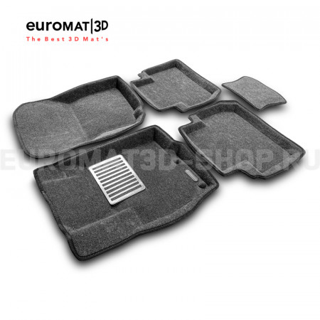 Текстильные 3D коврики Euromat3D Lux в салон для Peugeot 4007 № EM3D-003609G Серые