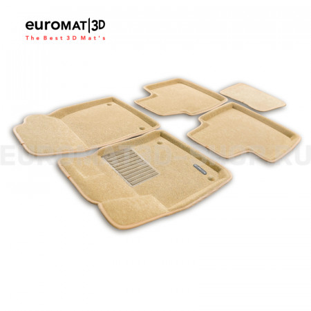 Текстильные 3D коврики Euromat3D Business в салон для Geely Monjaro (2021-) № EMC3D-001412T Бежевые